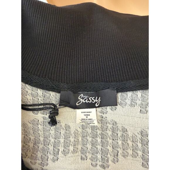 NWT Sassy #12302 Black/Grey Zip Jacquard Jacket #0220 BOUTIQUE Small190 - Picture 9 of 9